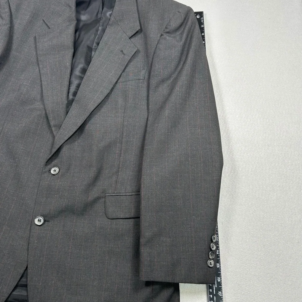 Kilburne‎ & Finch Mens 42L Blazer Charcoal Gray Pinstripe Wool Blend Suit Jacket